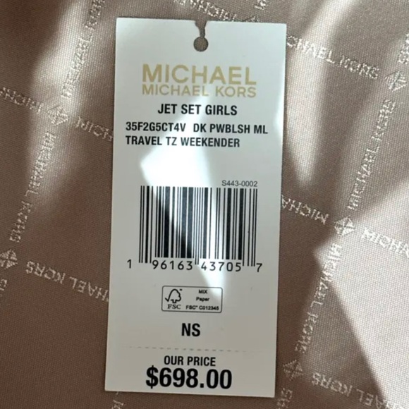 Michael Kors Jet Set Girls Travel Top Zip Weekender Duffle Bag Dark Powder Blush - Picture 6 of 6